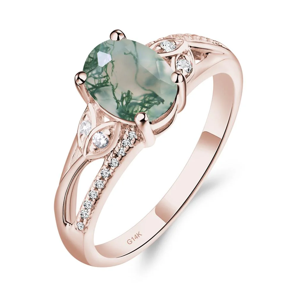 Oval Cut Moss Agate Ring - Image 5
