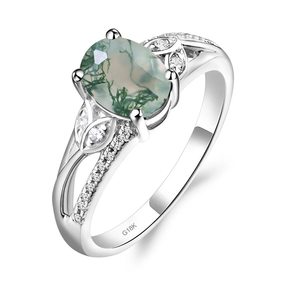 Oval Cut Moss Agate Ring - Image 6