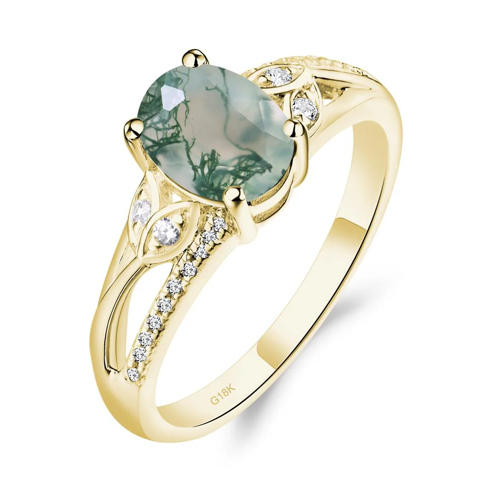 Oval Cut Moss Agate Ring - Image 7