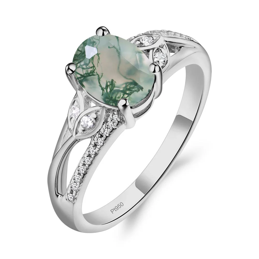 Oval Cut Moss Agate Ring - Image 9