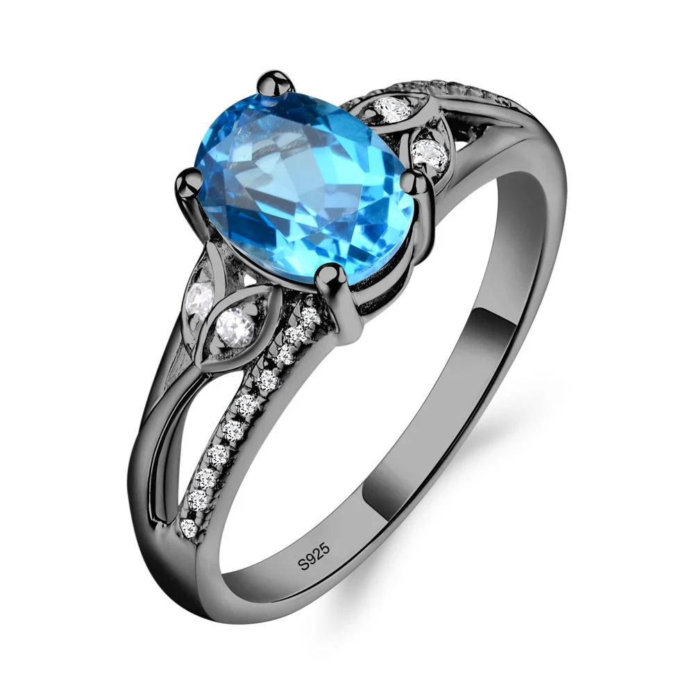 Oval Cut Swiss Blue Topaz Ring - Image 2
