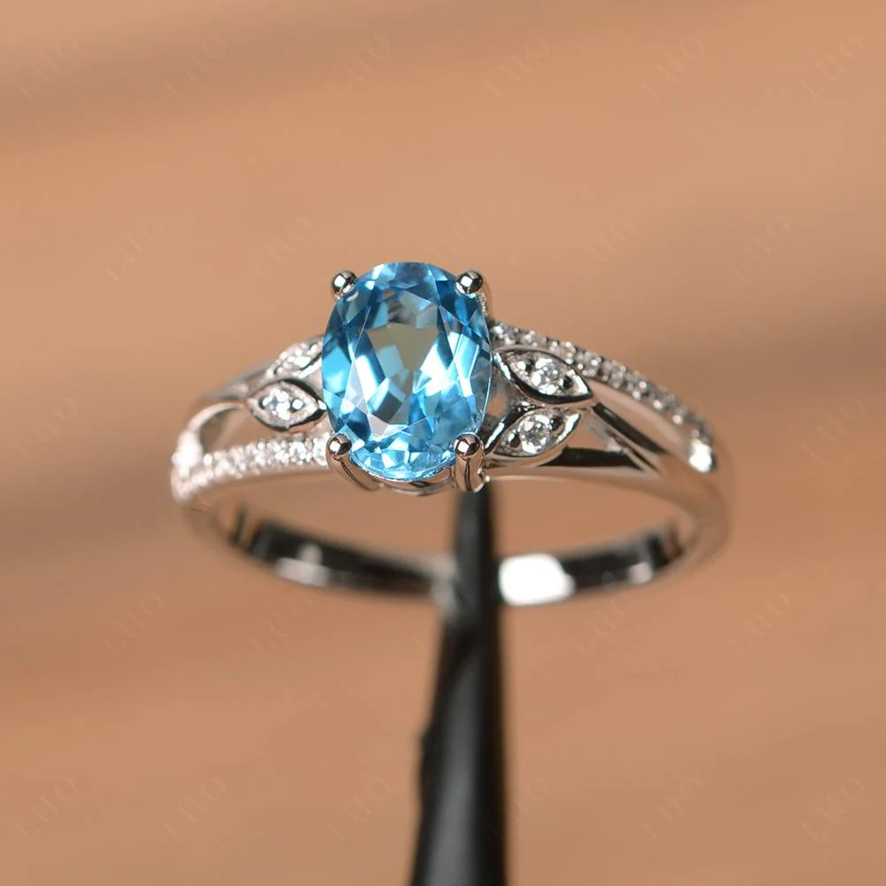 Oval Cut Swiss Blue Topaz Ring - Image 29