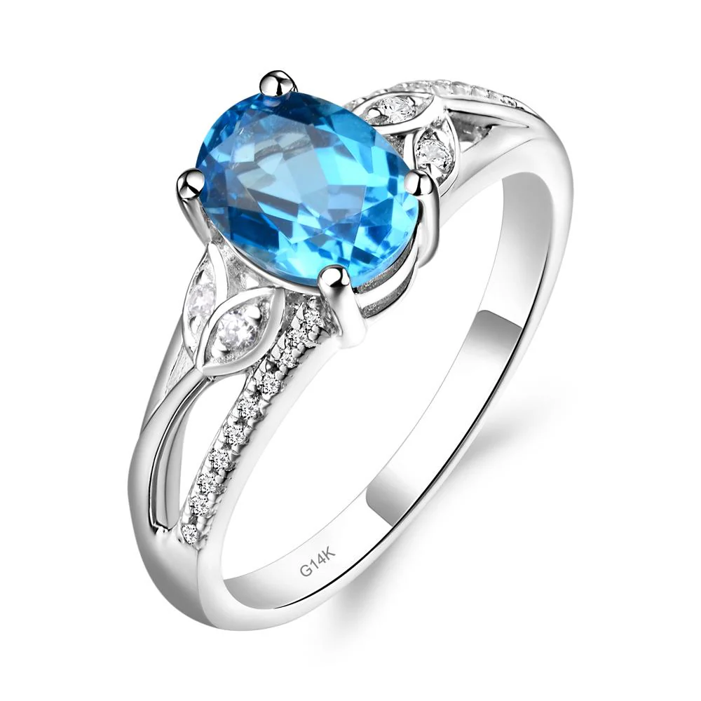 Oval Cut Swiss Blue Topaz Ring - Image 3