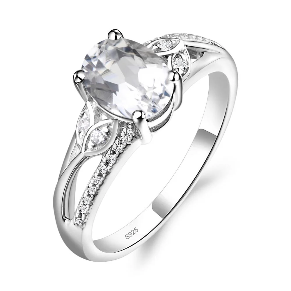 Oval Cut White Topaz Ring