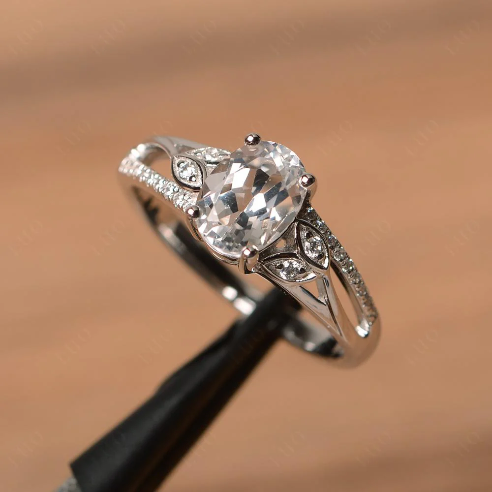 Oval Cut White Topaz Ring - Image 30
