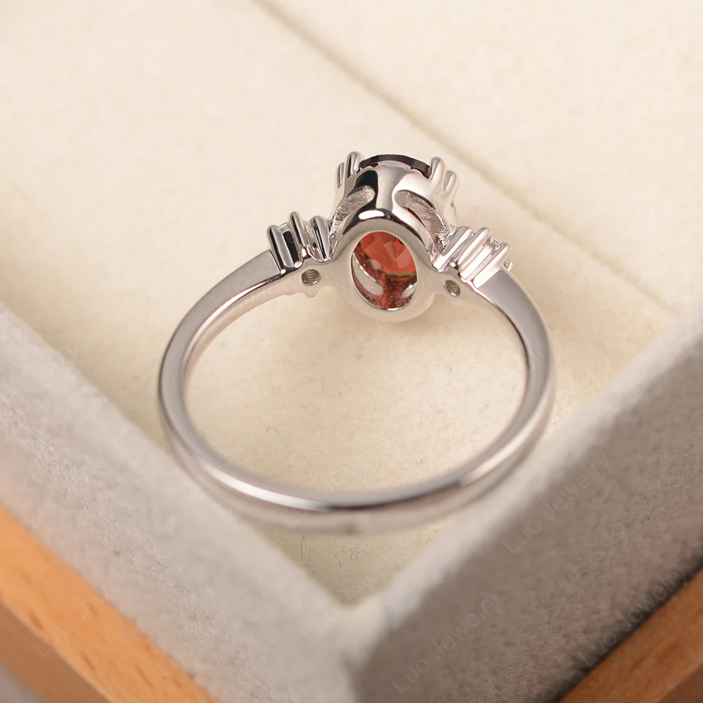 Garnet Double Prong Oval Engagement Ring - Image 3