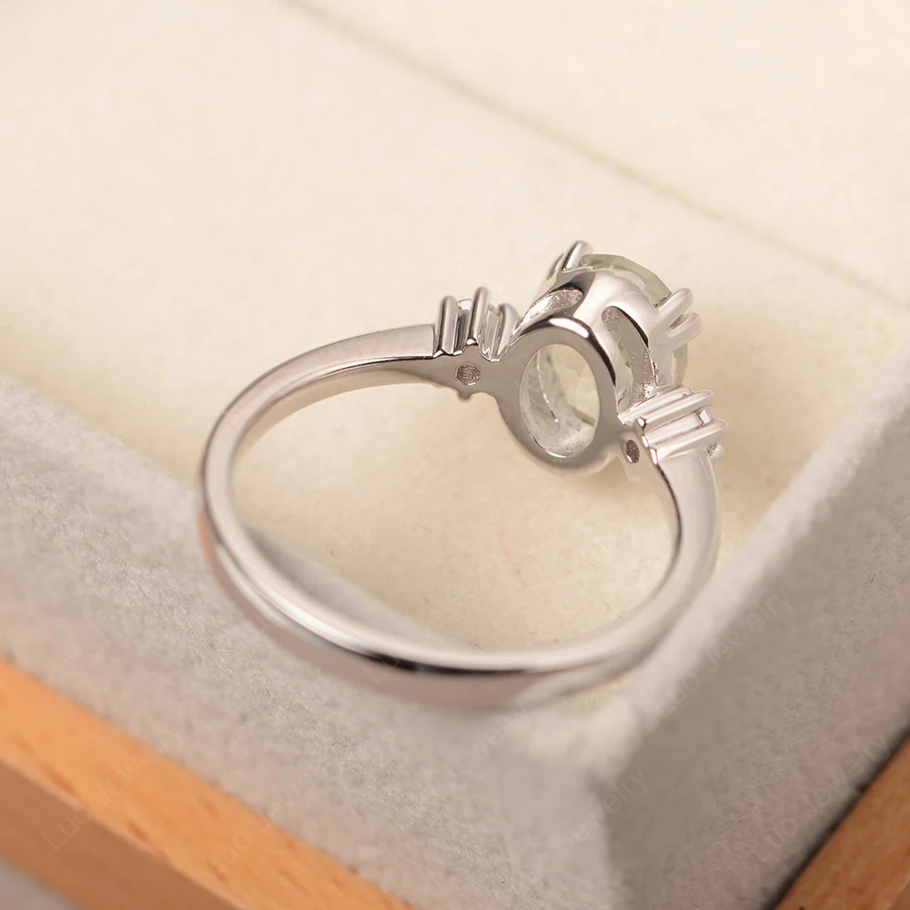 Oval Green Amethyst Double Prong Ring - Image 3