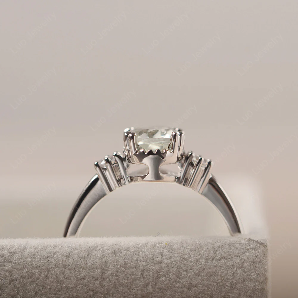 Oval Green Amethyst Double Prong Ring - Image 4