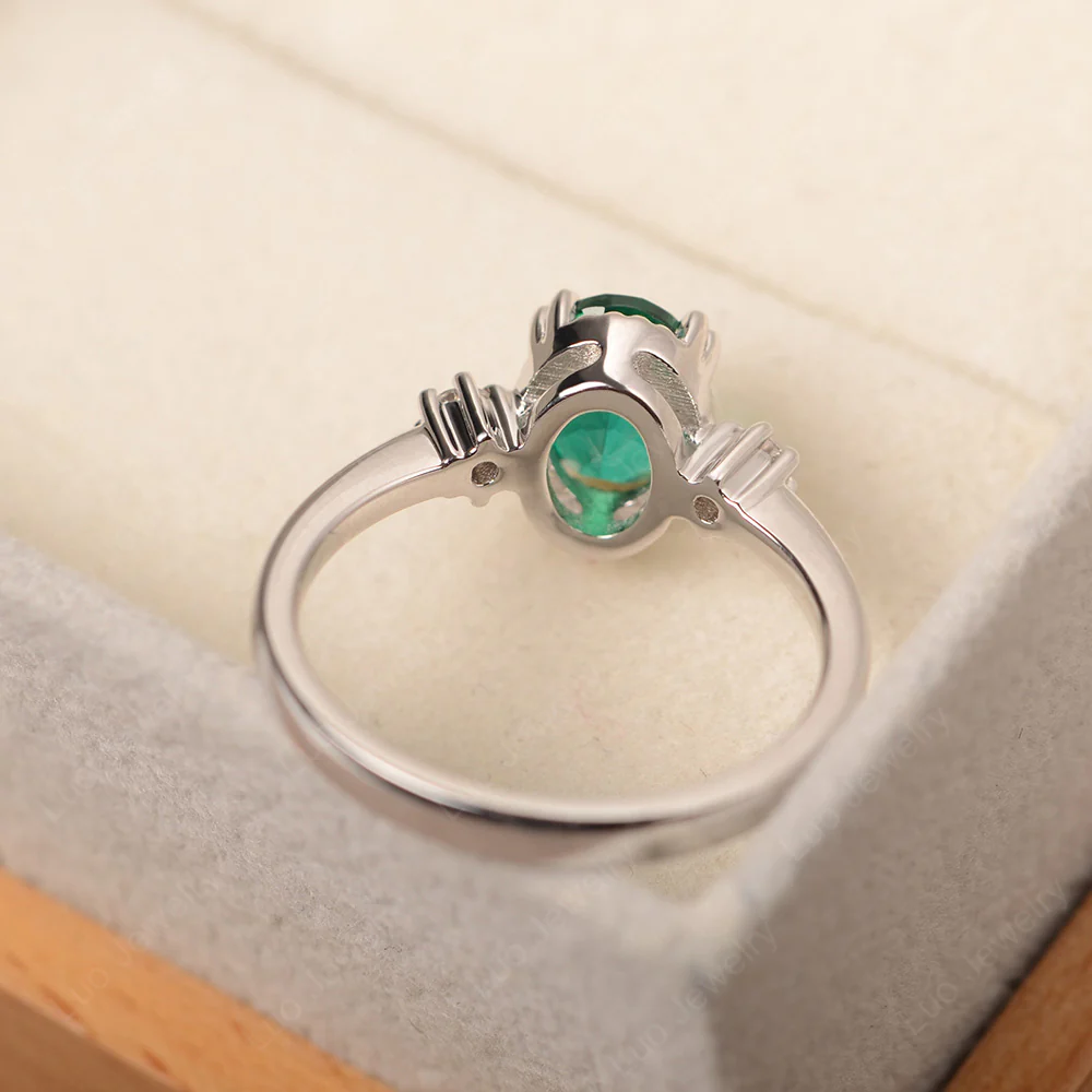 Emerald Double Prong Oval Engagement Ring - Image 3