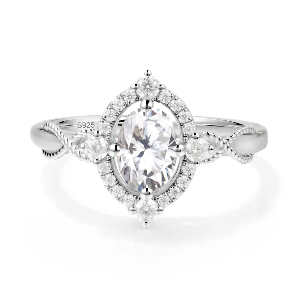 Vintage Oval Moissanite Halo Ring - Image 4