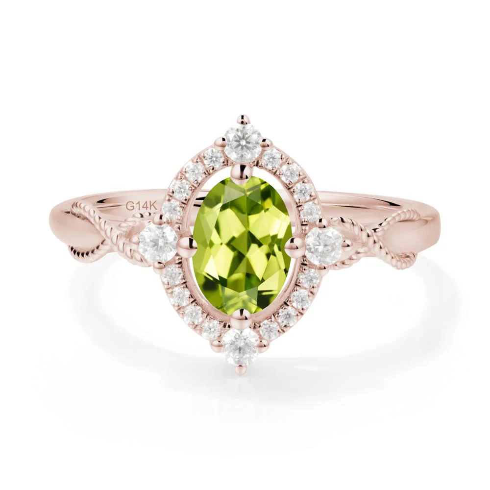Vintage Oval Peridot Halo Ring - Image 5