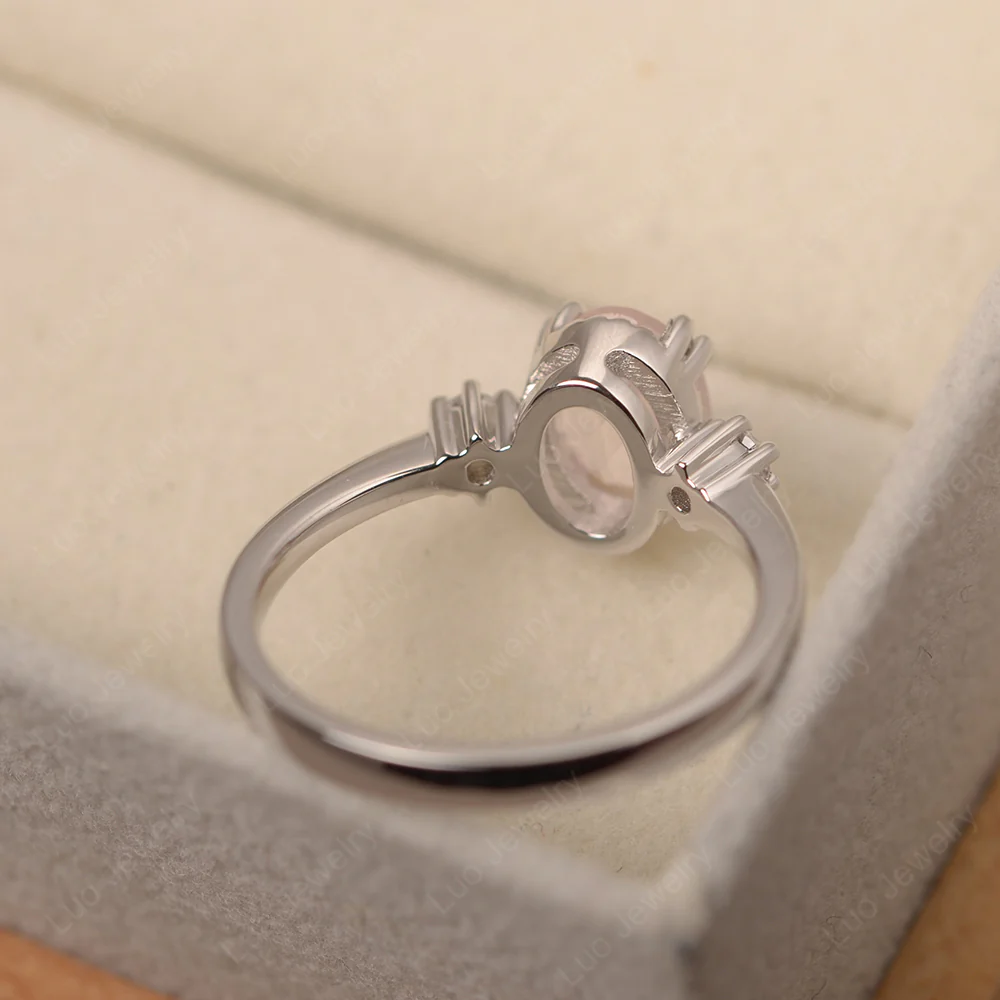 Oval Rose Quartz Double Prong Ring - Image 3