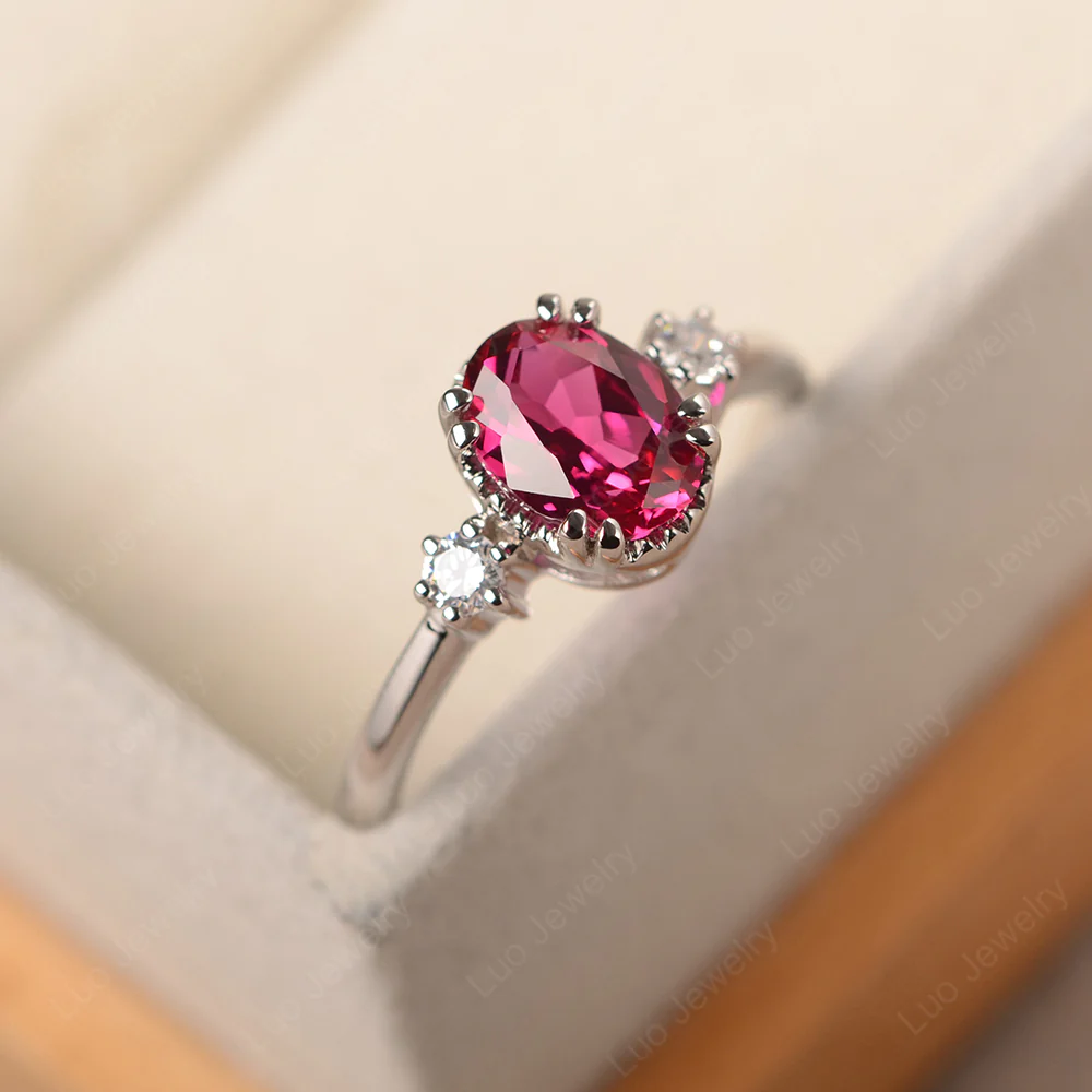 Oval Ruby Double Prong Ring - Image 2