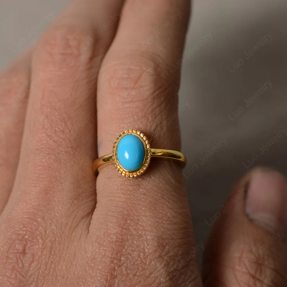 Vintage Style Cabochon Turquoise Ring - Image 3