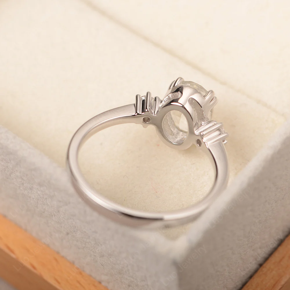 Oval White Topaz Double Prong Ring - Image 3