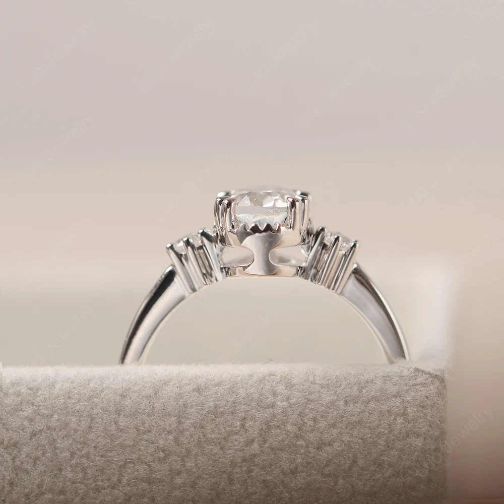 Oval White Topaz Double Prong Ring - Image 4