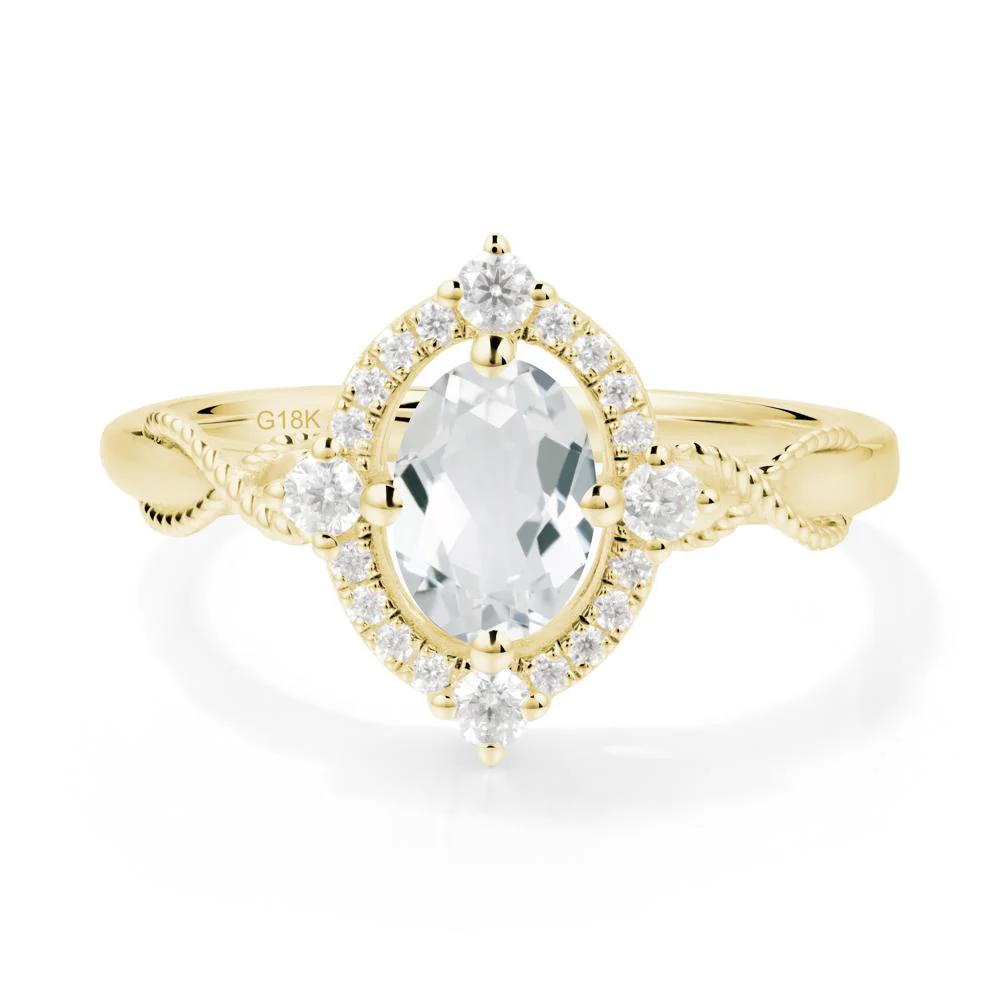 Vintage Oval White Topaz Halo Ring - Image 5