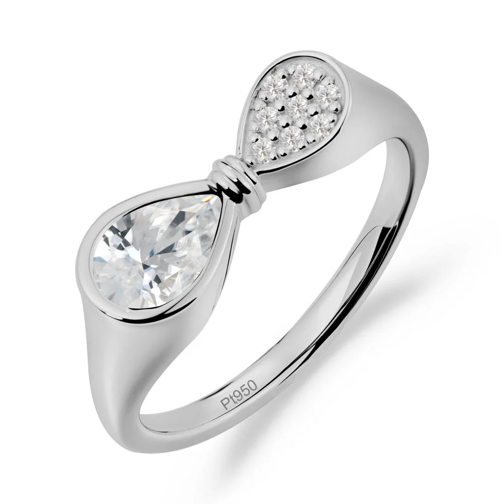 Vintage Pear Cut Cubic Zirconia Bow Ring - Image 3