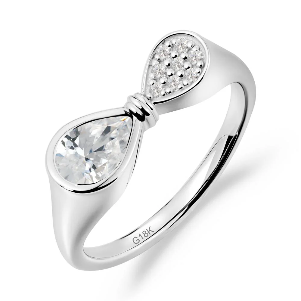 Vintage Pear Cut Cubic Zirconia Bow Ring - Image 5