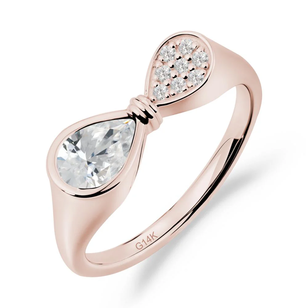 Vintage Pear Cut Cubic Zirconia Bow Ring - Image 7
