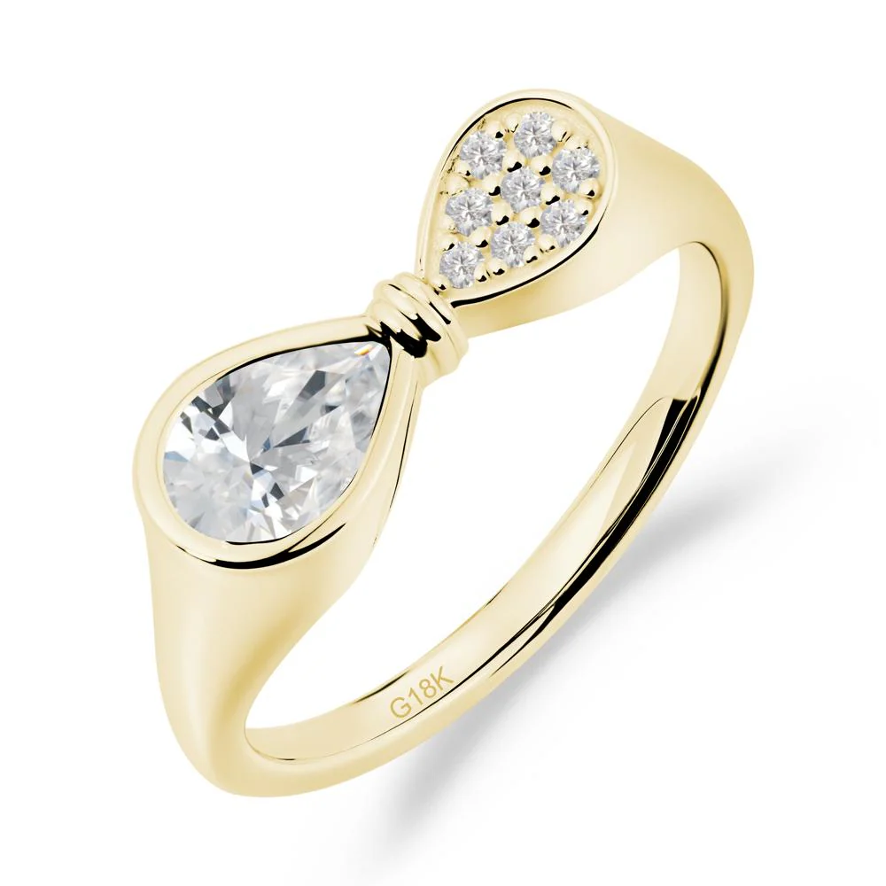 Vintage Pear Cut Cubic Zirconia Bow Ring - Image 9