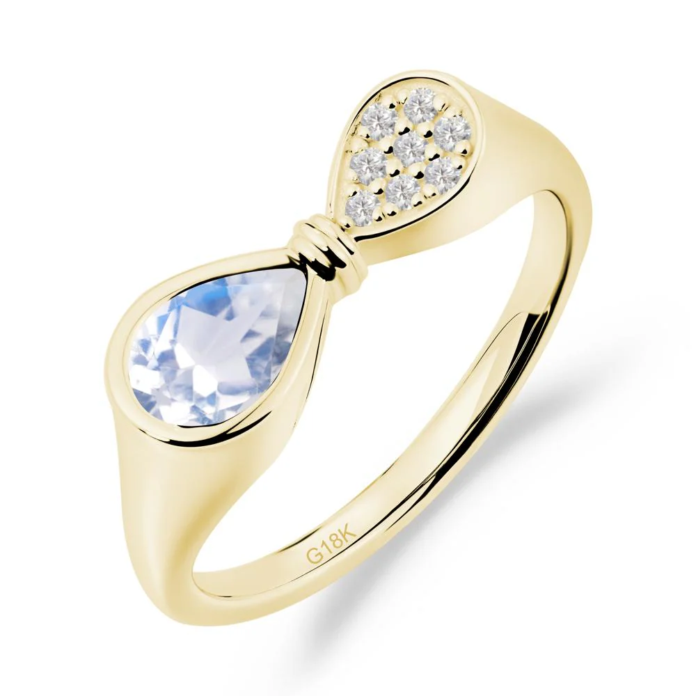 Vintage Pear Cut Moonstone Bow Ring - Image 2