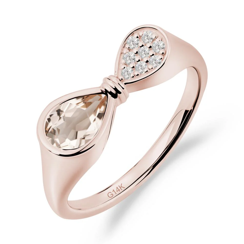Vintage Pear Cut Morganite Bow Ring