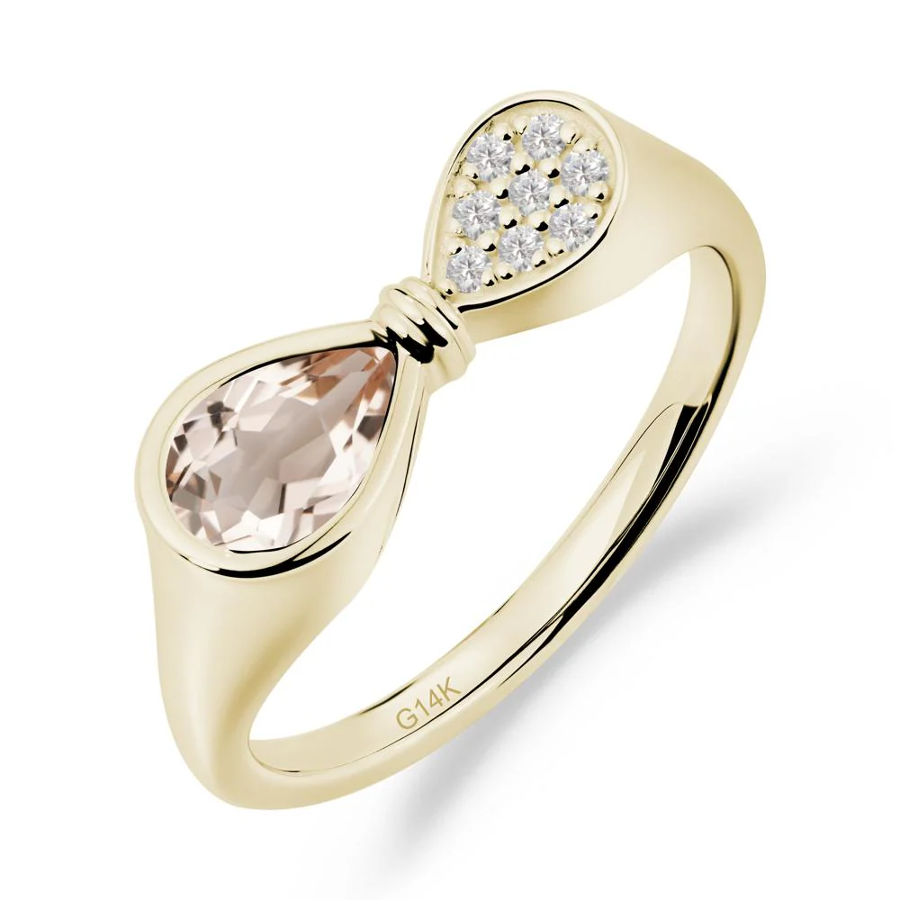 Vintage Pear Cut Morganite Bow Ring - Image 6