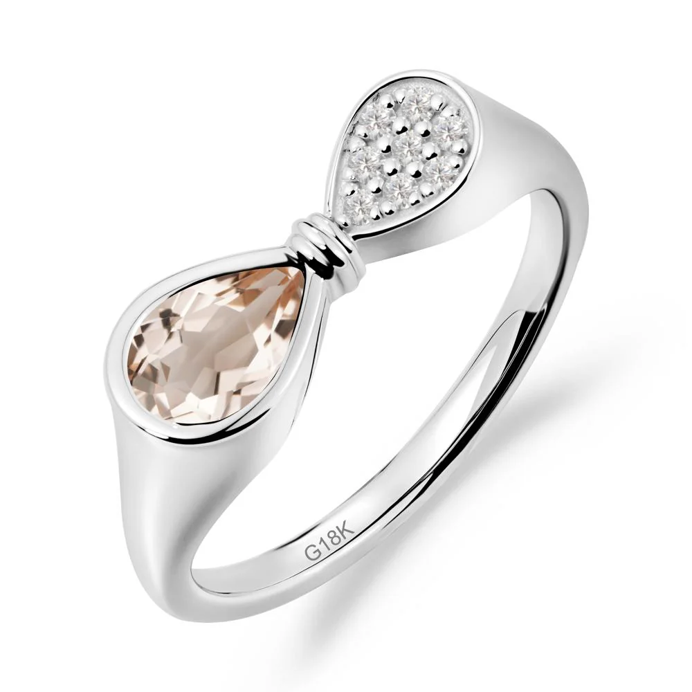 Vintage Pear Cut Morganite Bow Ring - Image 7