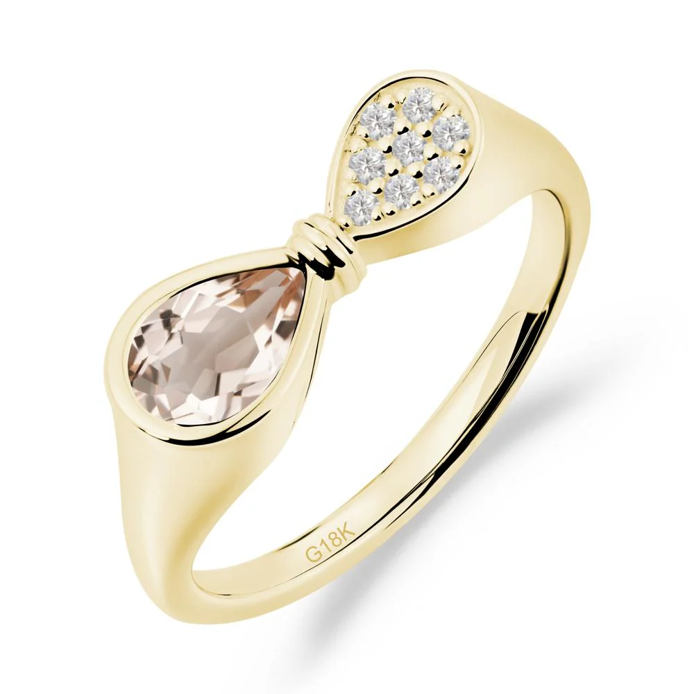 Vintage Pear Cut Morganite Bow Ring - Image 8