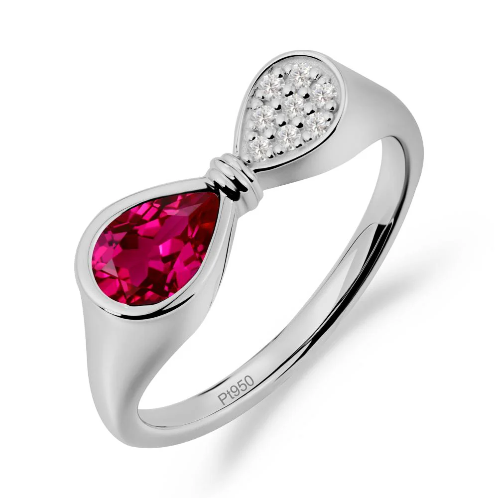 Vintage Pear Cut Ruby Bow Ring