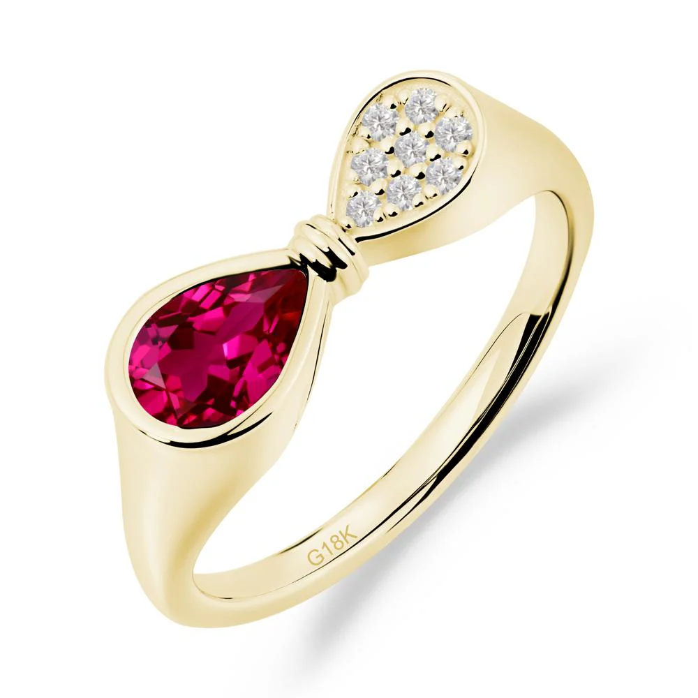 Vintage Pear Cut Ruby Bow Ring - Image 4