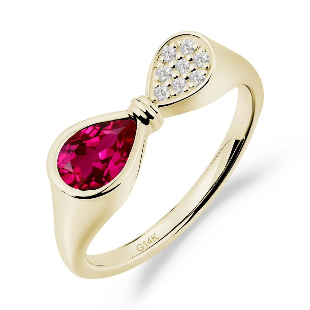 Vintage Pear Cut Ruby Bow Ring - Image 6