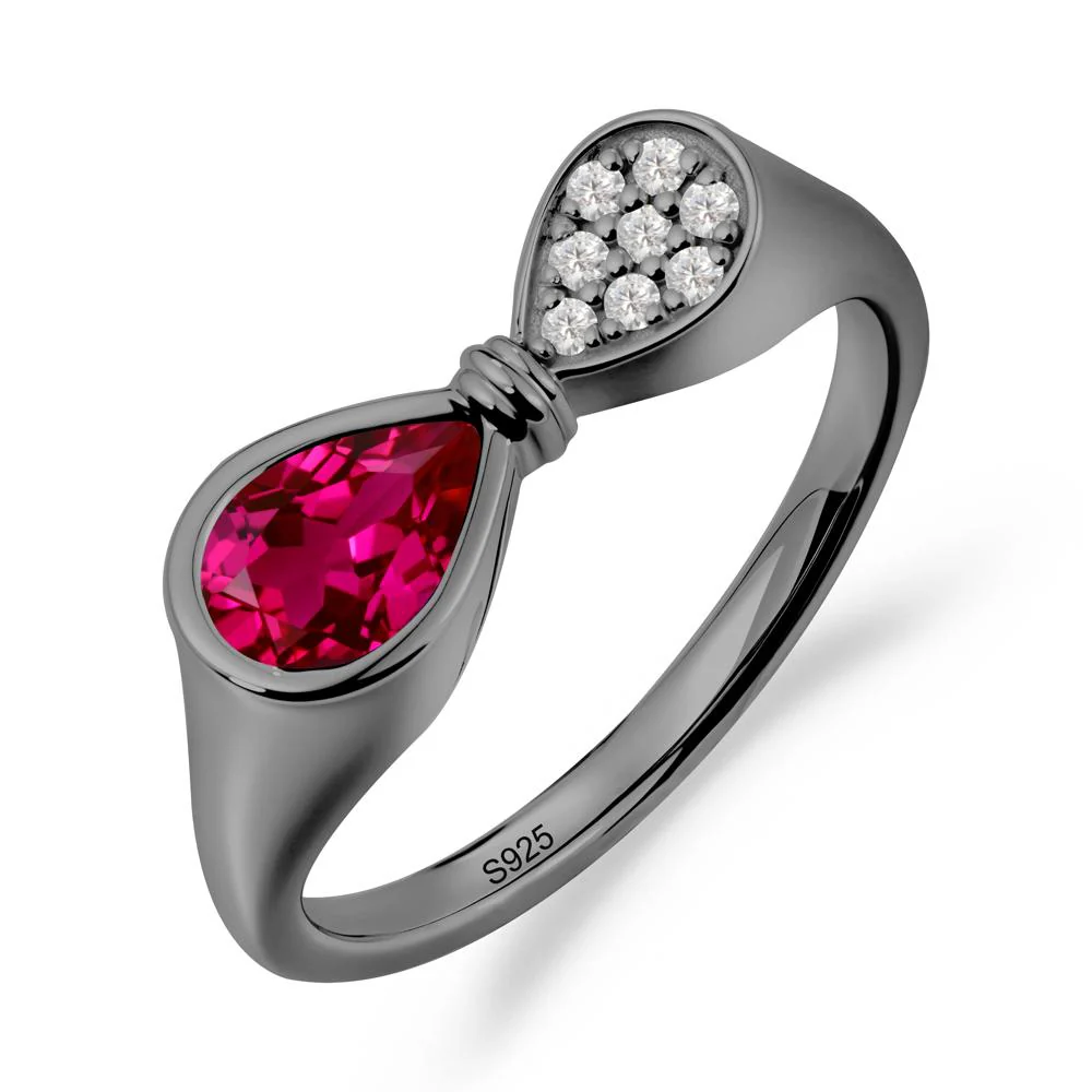 Vintage Pear Cut Ruby Bow Ring - Image 8