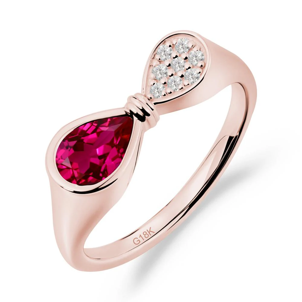 Vintage Pear Cut Ruby Bow Ring - Image 9