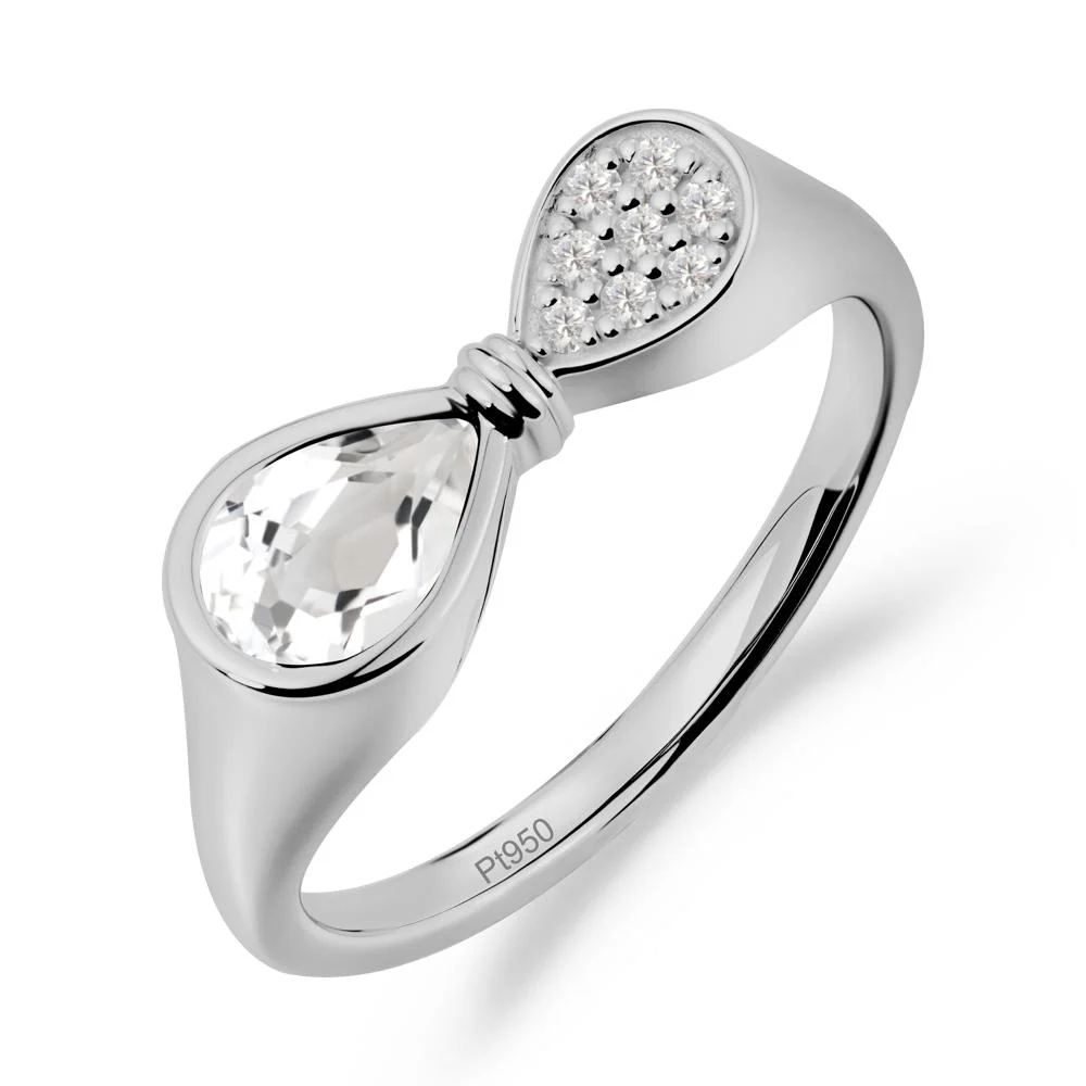 Vintage Pear Cut White Topaz Bow Ring - Image 3