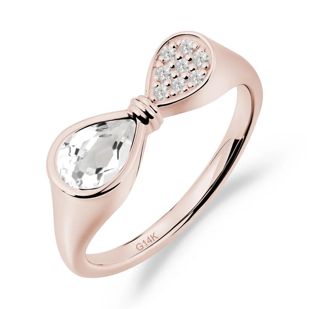 Vintage Pear Cut White Topaz Bow Ring - Image 4