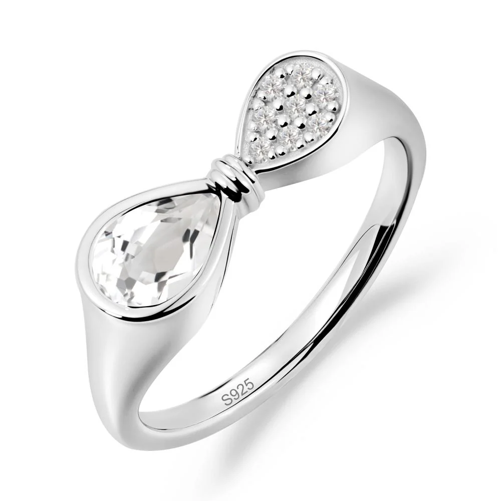 Vintage Pear Cut White Topaz Bow Ring - Image 9