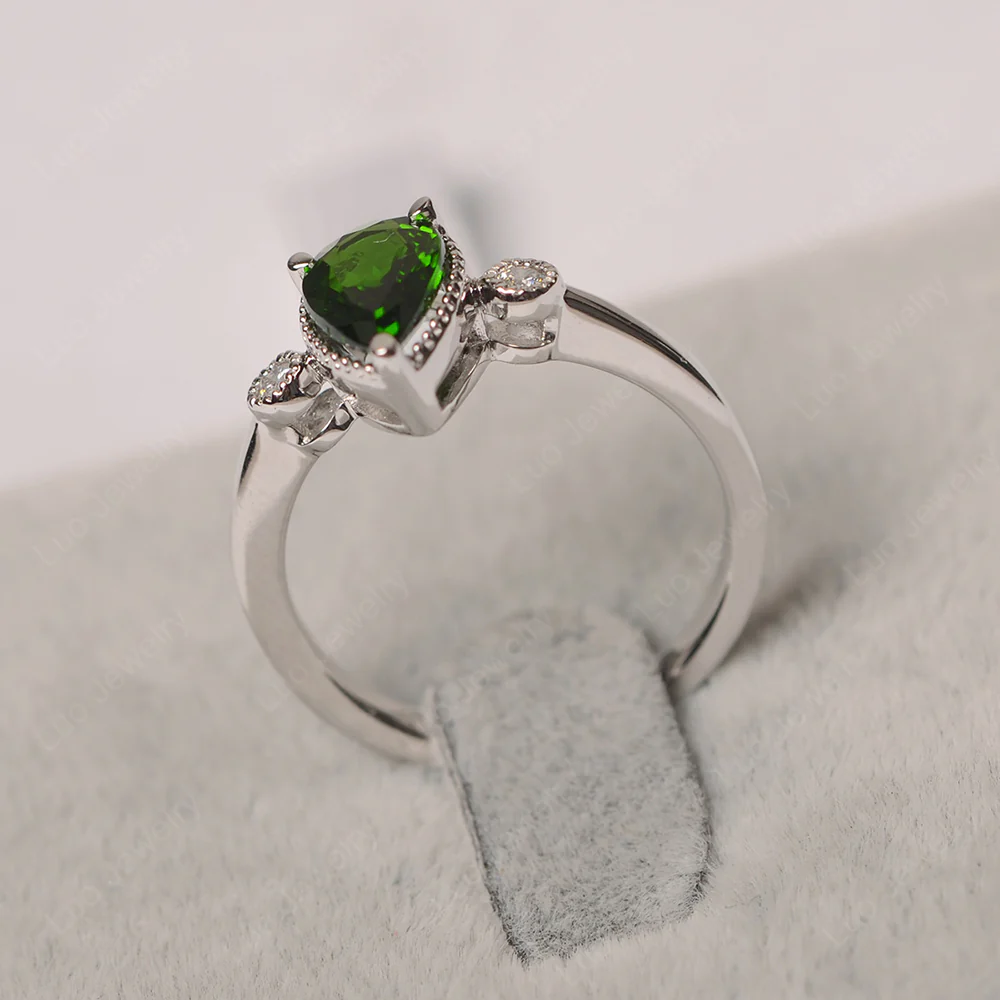 Milgrain Pear Shaped Diopside Ring - Image 3