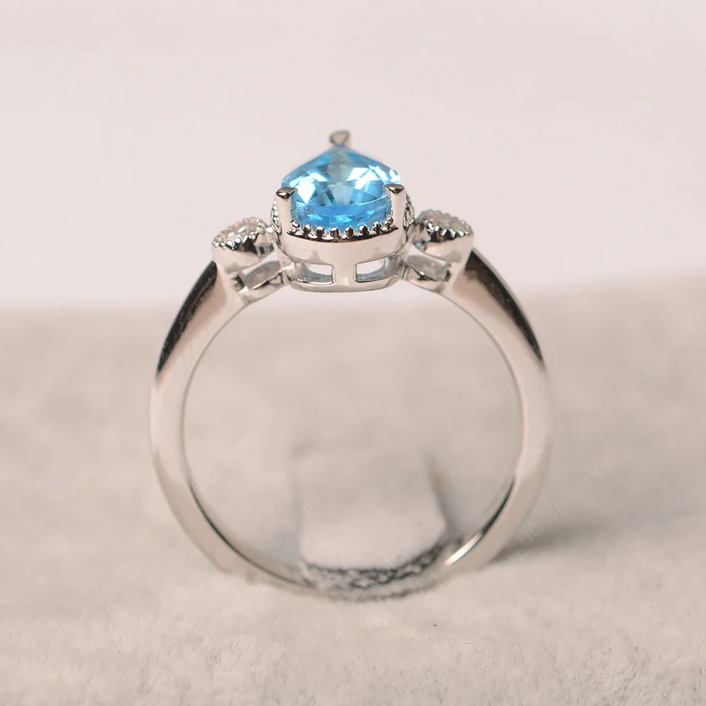 Milgrain Pear Shaped Swiss Blue Topaz Ring - Image 3