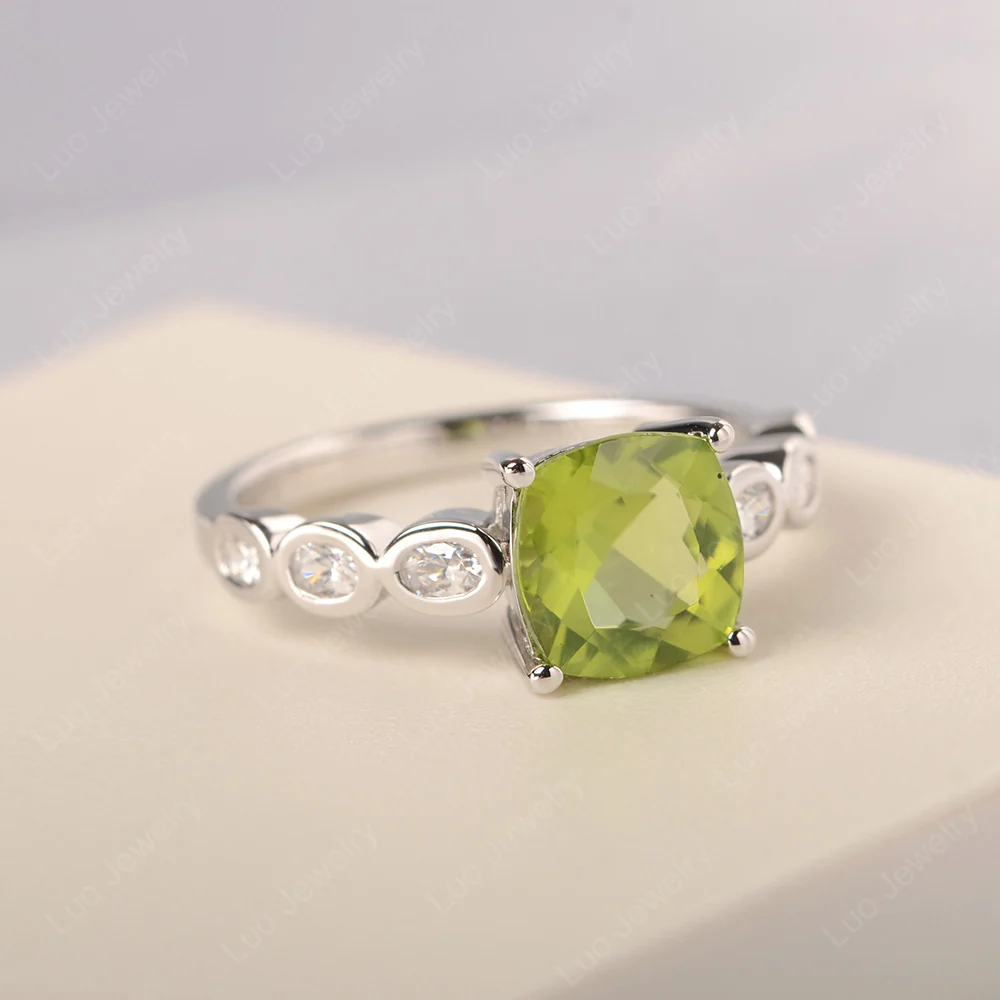 Cushion Cut Peridot Infinity Ring - Image 2
