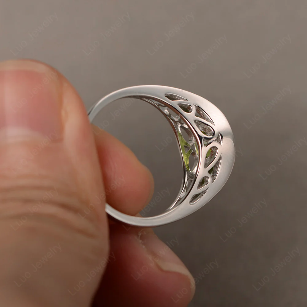 Round Peridot Solitaire Tension Ring - Image 3