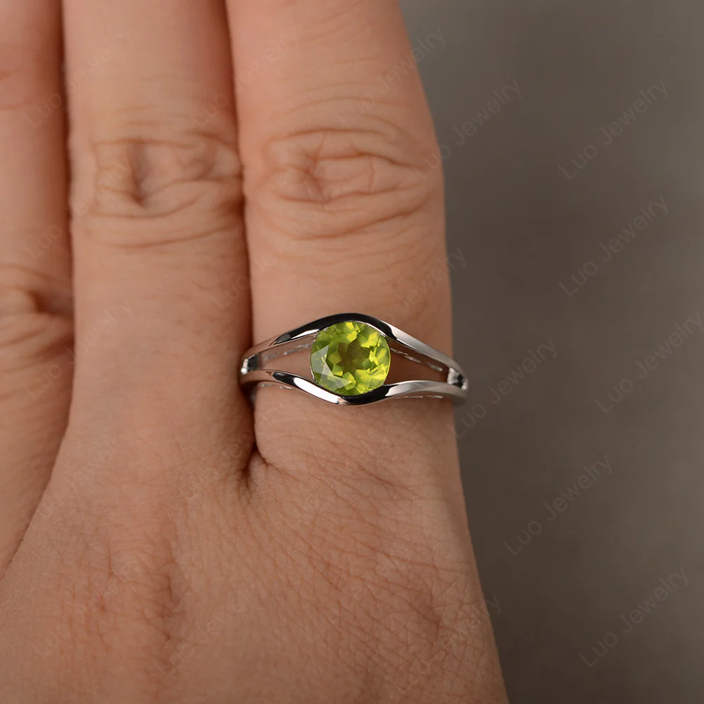Round Peridot Solitaire Tension Ring - Image 4