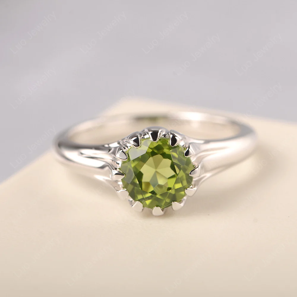 Flame Inspired Peridot Solitaire Ring