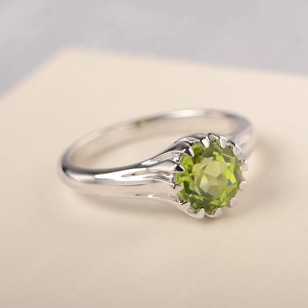 Flame Inspired Peridot Solitaire Ring - Image 2