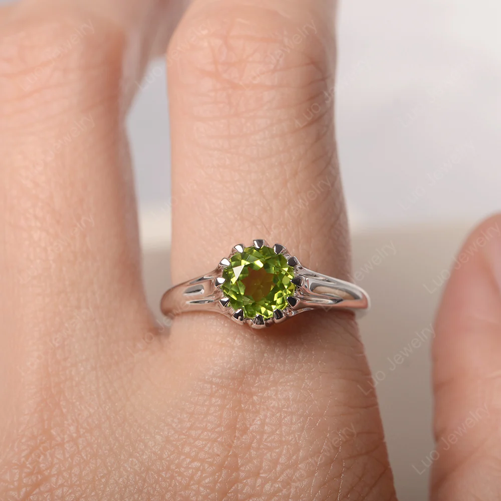 Flame Inspired Peridot Solitaire Ring - Image 5