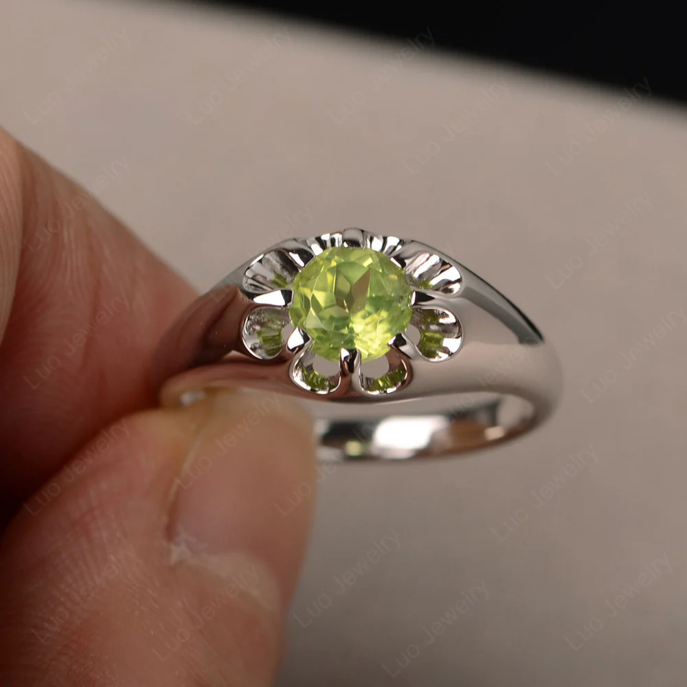 Bold Peridot Solitaire Nontraditional Ring - Image 2