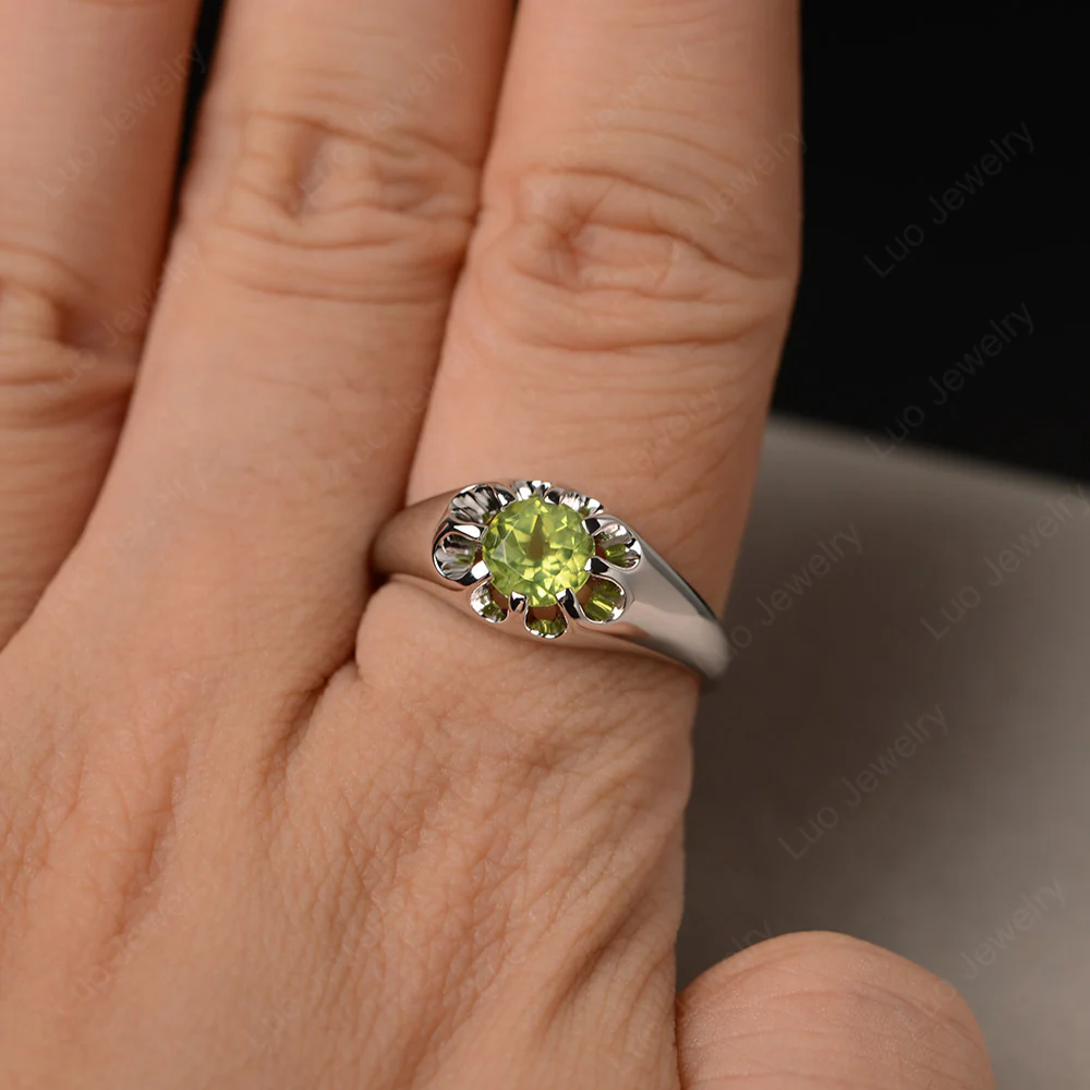 Bold Peridot Solitaire Nontraditional Ring - Image 5
