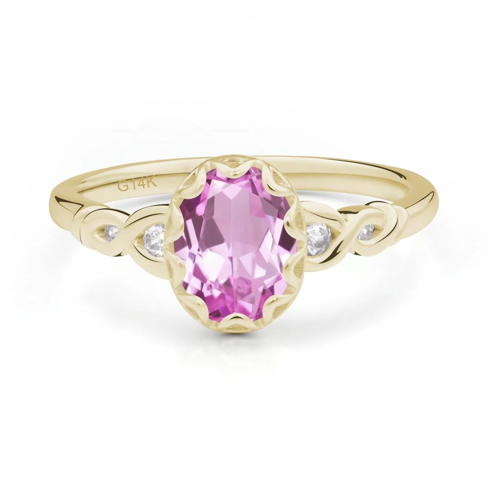 Vintage Pink Sapphire Oval Cut Engagement Ring