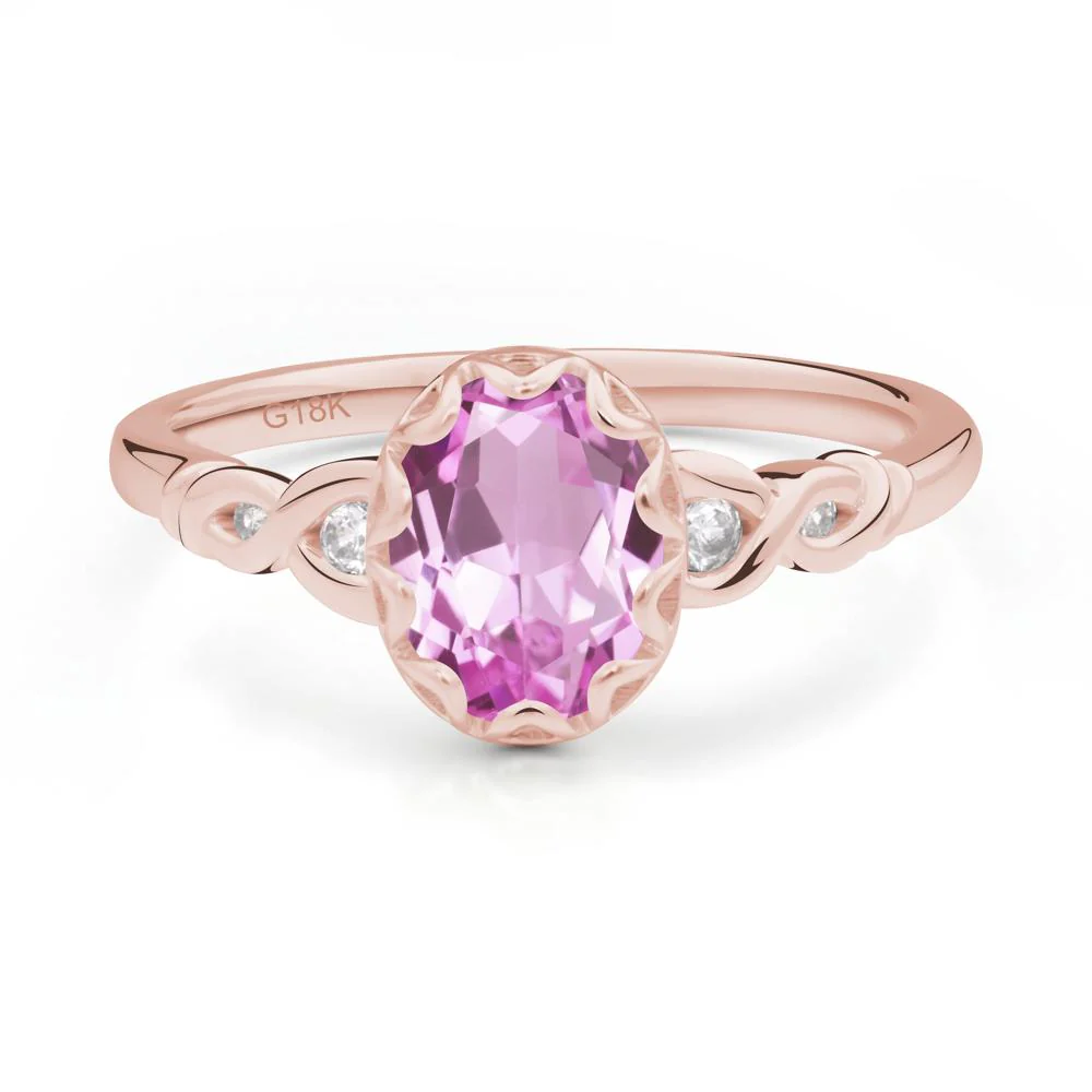 Vintage Pink Sapphire Oval Cut Engagement Ring - Image 4